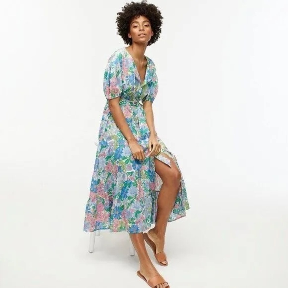 J. Crew Beachwear Cotton Voile Tiered Maxi Dress in Fairy Floral (Sz XXL)